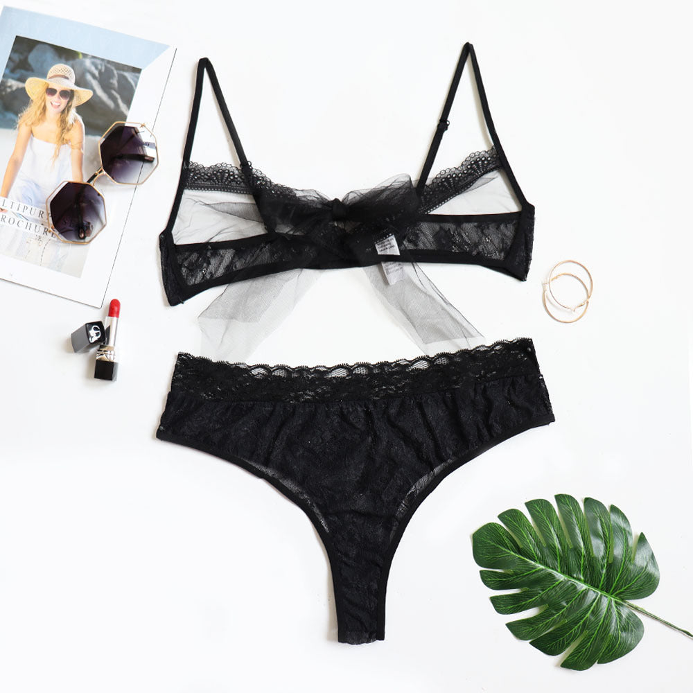 Open Front Sheer Chemise & Thong Set - Plus Size Sexy Lingerie