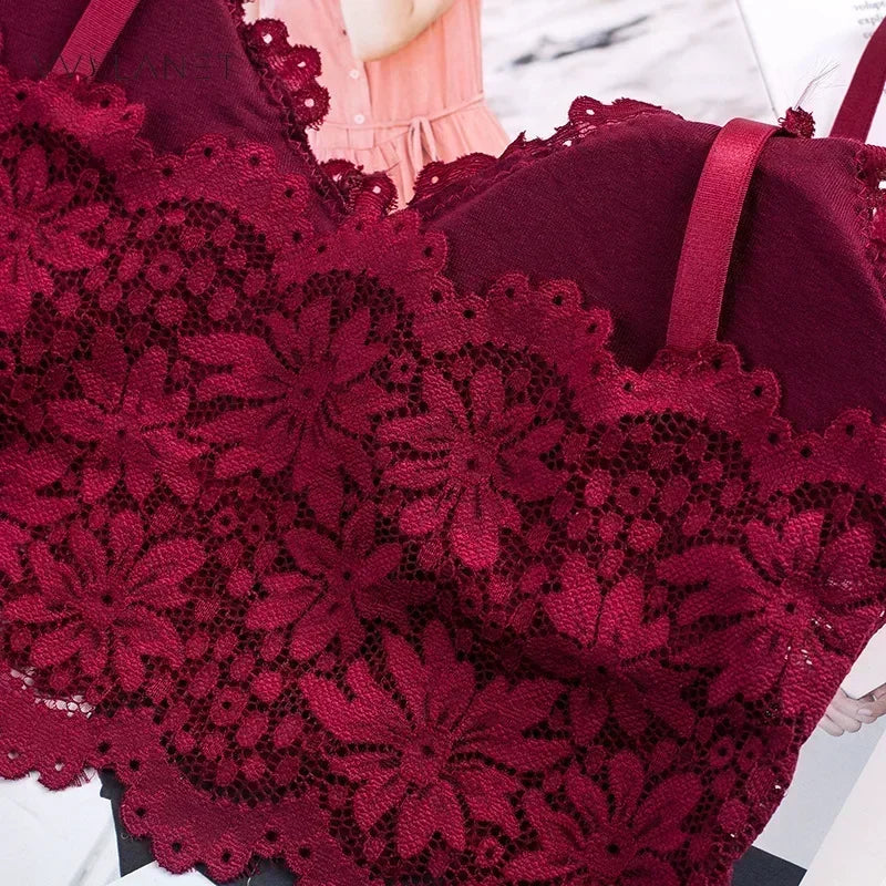 2024 Lace Wireless Push-Up Bralette - Soft, Backless Fashion Bra