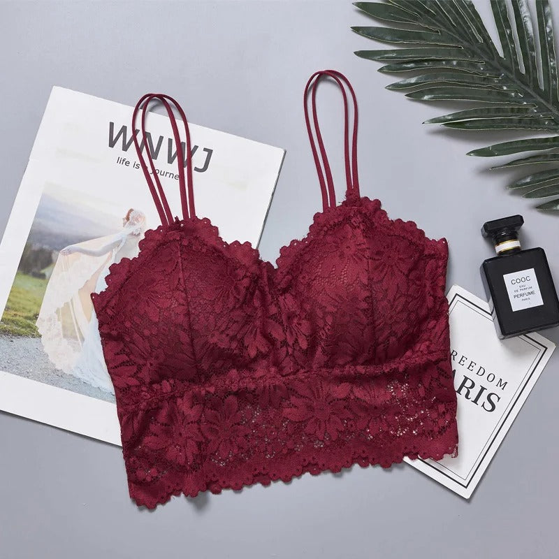 2024 Lace Wireless Push-Up Bralette - Soft, Backless Fashion Bra