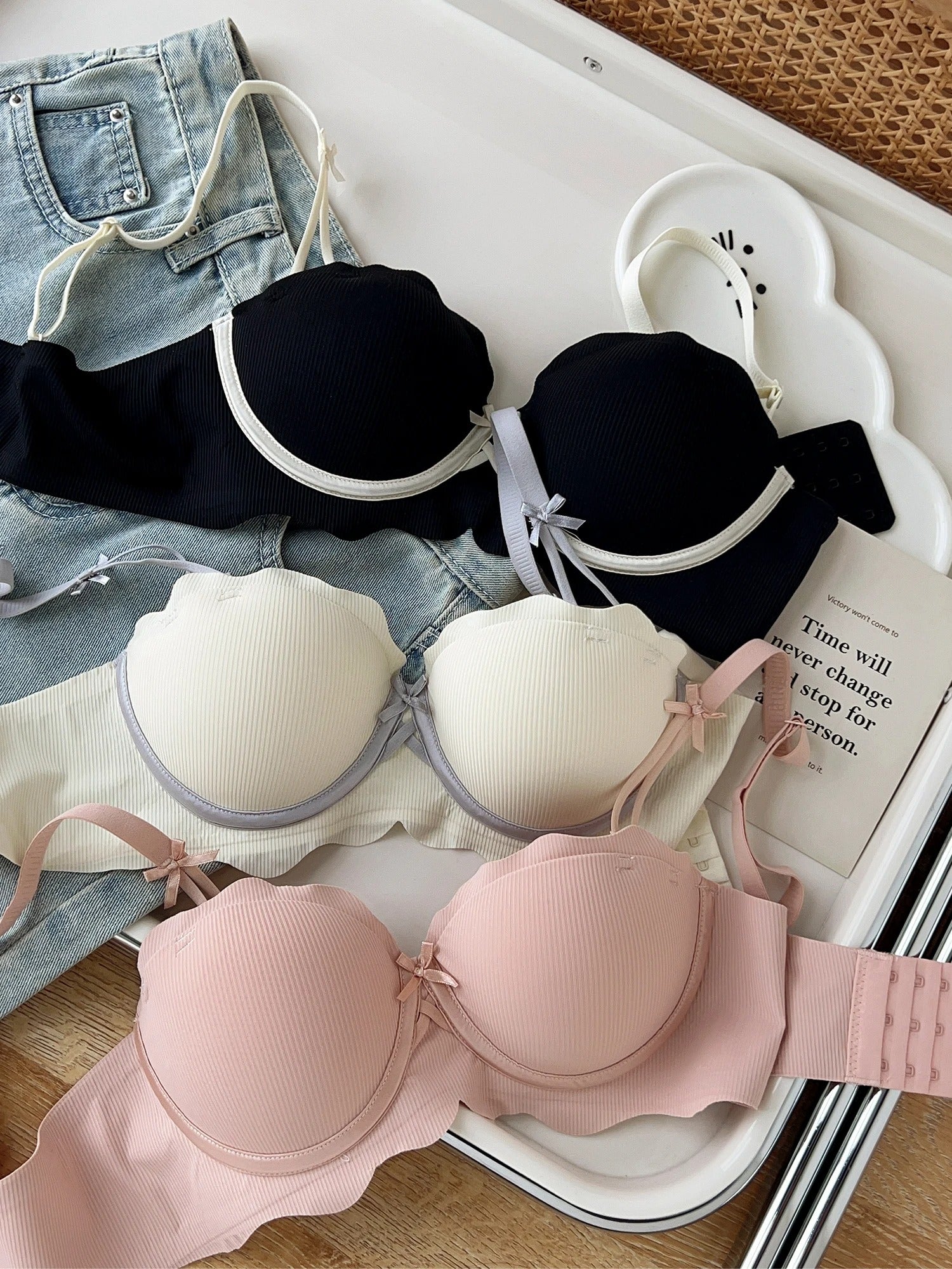Peach Heart Half Cup Bra - No Steel Ring, Supportive & Comfortable