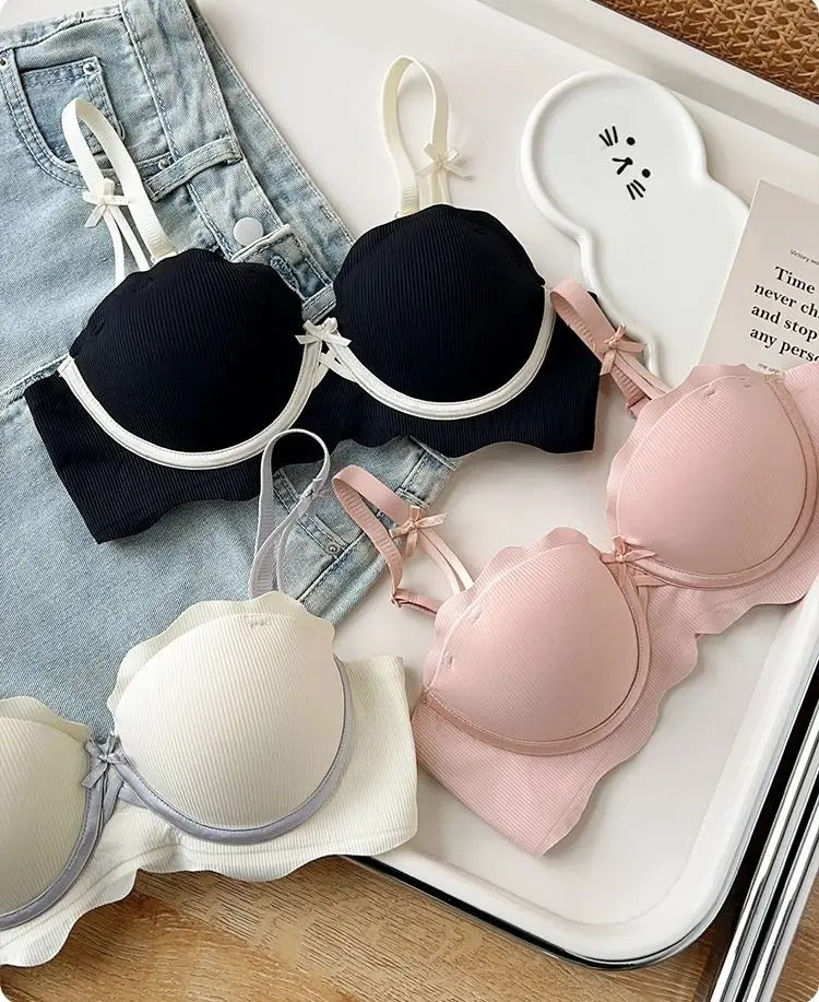 Peach Heart Half Cup Bra - No Steel Ring, Supportive & Comfortable