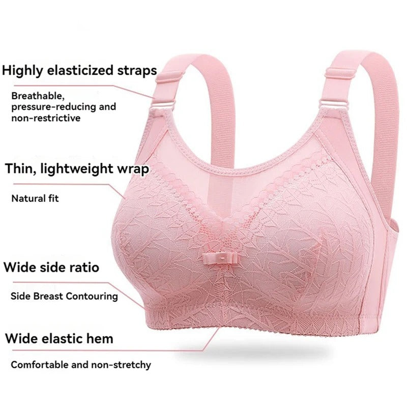 Comfortable Lace Push-Up Bra - Large Size, Adjustable & Breathable