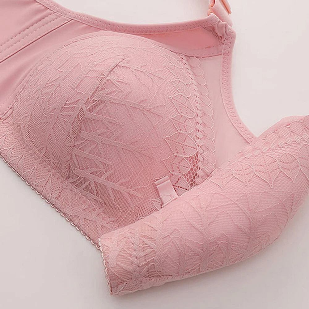 Comfortable Lace Push-Up Bra - Large Size, Adjustable & Breathable