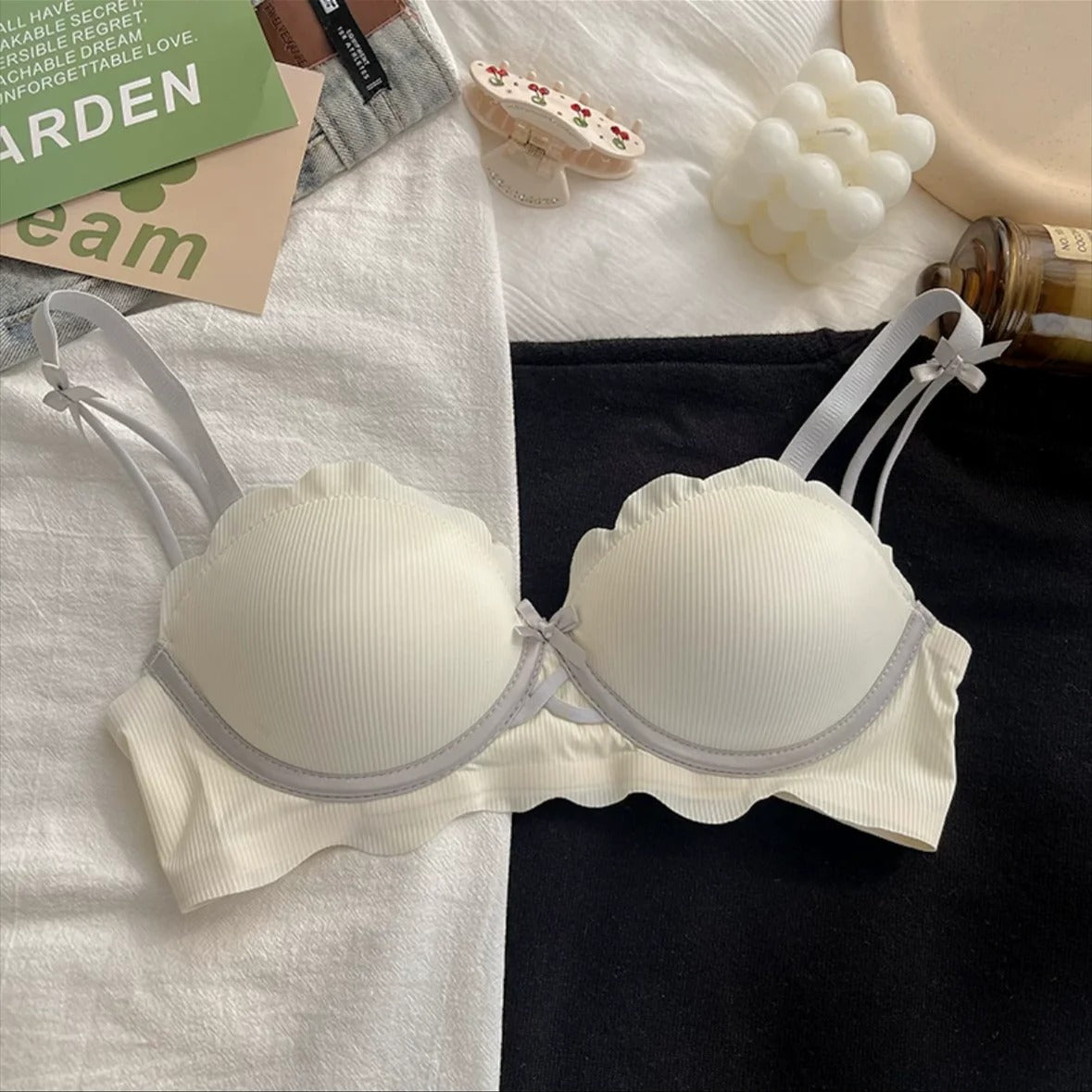 Peach Heart Half Cup Bra - No Steel Ring, Supportive & Comfortable