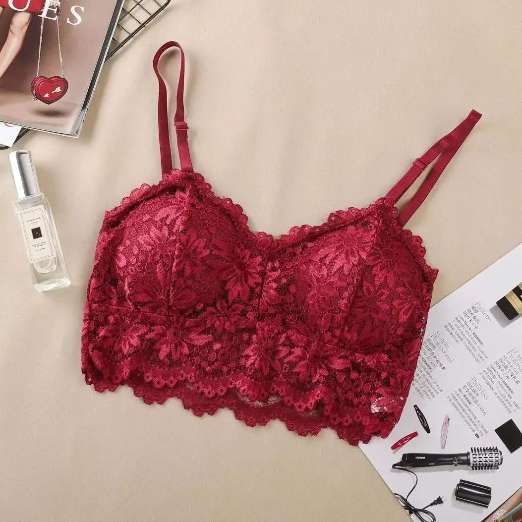 2024 Lace Wireless Push-Up Bralette - Soft, Backless Fashion Bra