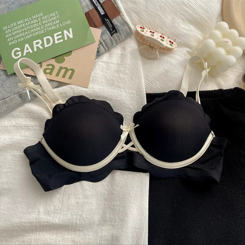 Peach Heart Half Cup Bra - No Steel Ring, Supportive & Comfortable
